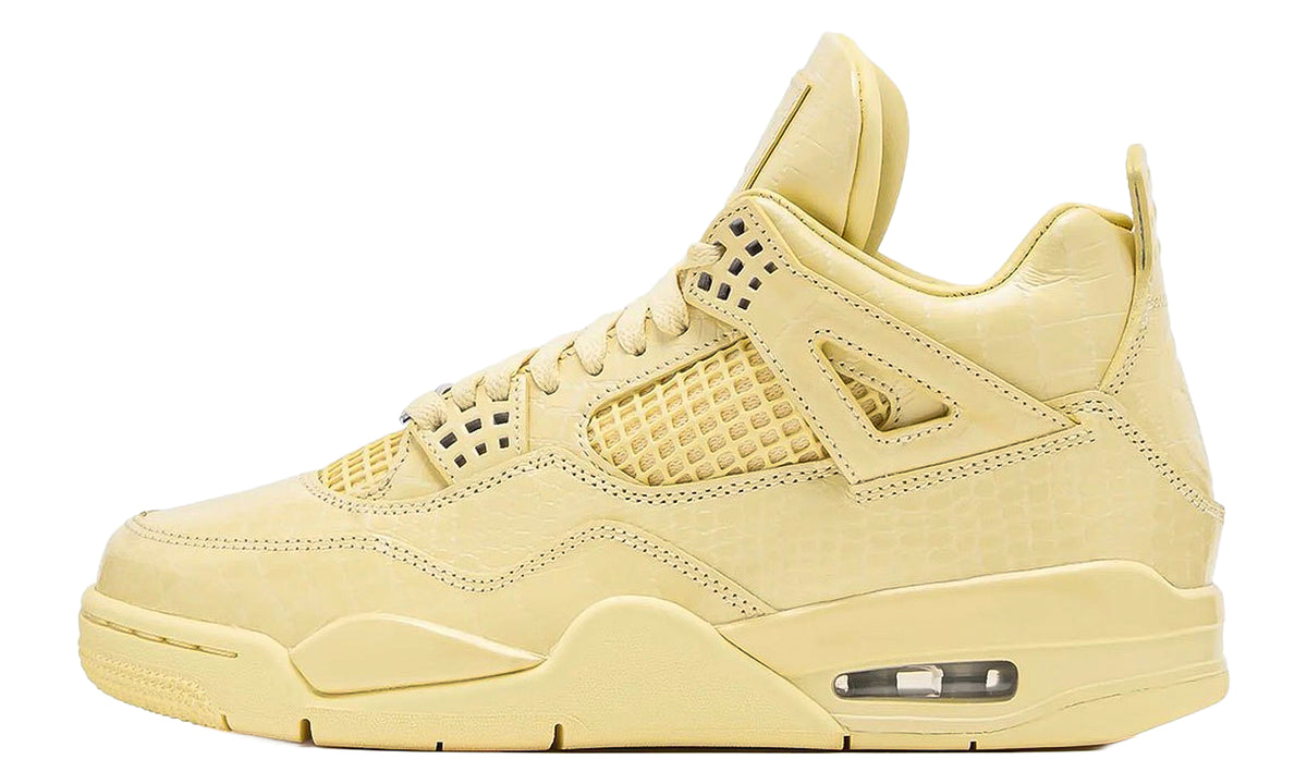 Air Jordan 4 Retro Sneakers - Pale Yellow with Tonal Details