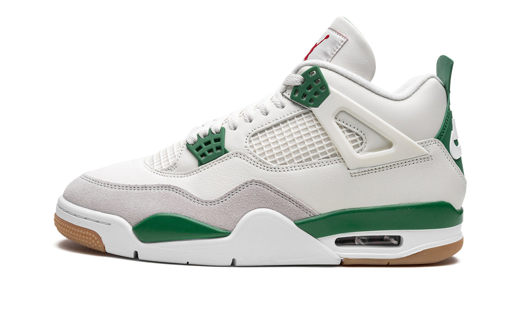 Nike SB x Air Jordan 4 Retro “Pine Green” Sneakers – White, Light Grey, Green & Gum