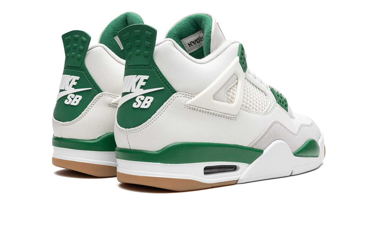 Nike SB x Air Jordan 4 Retro “Pine Green” Sneakers – White, Light Grey, Green & Gum