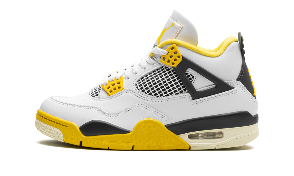 Air Jordan 4 Retro Sneakers - White and Yellow with Black Accents
