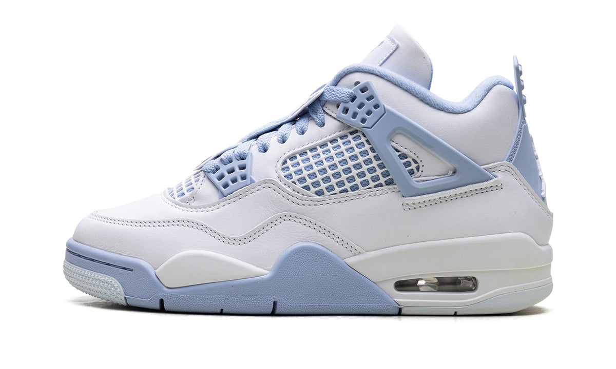 Air Jordan 4 Sneakers - White/Light Blue with Mesh Panels and Visible Air