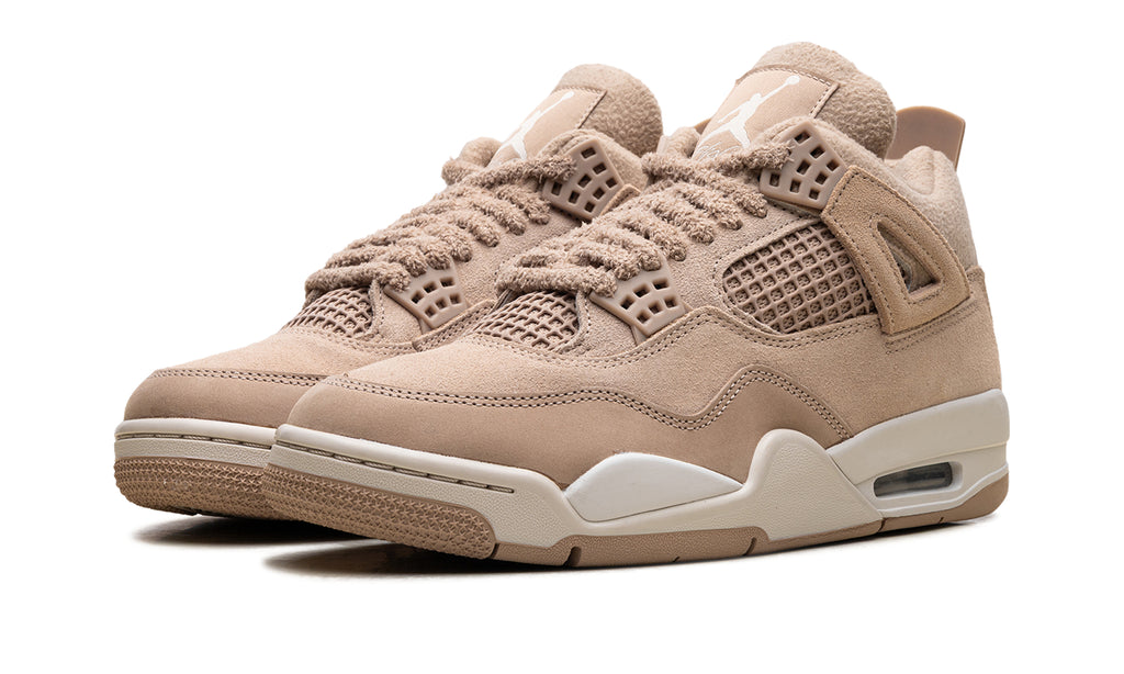 Air Jordan 4 Retro Sneakers - Sand Beige and Cream with Textured Details