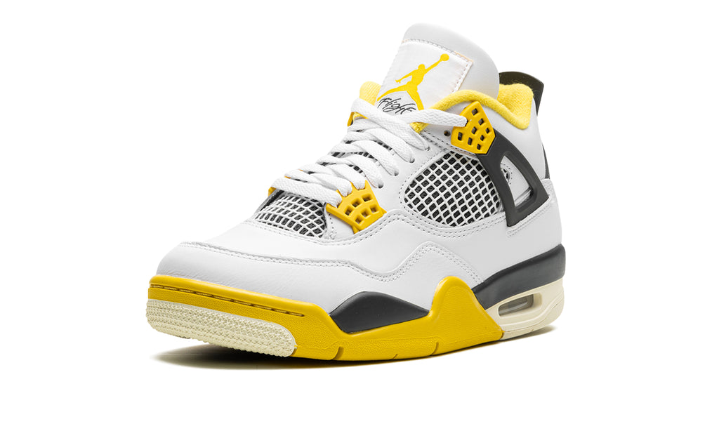 Air Jordan 4 Retro Sneakers - White and Yellow with Black Accents