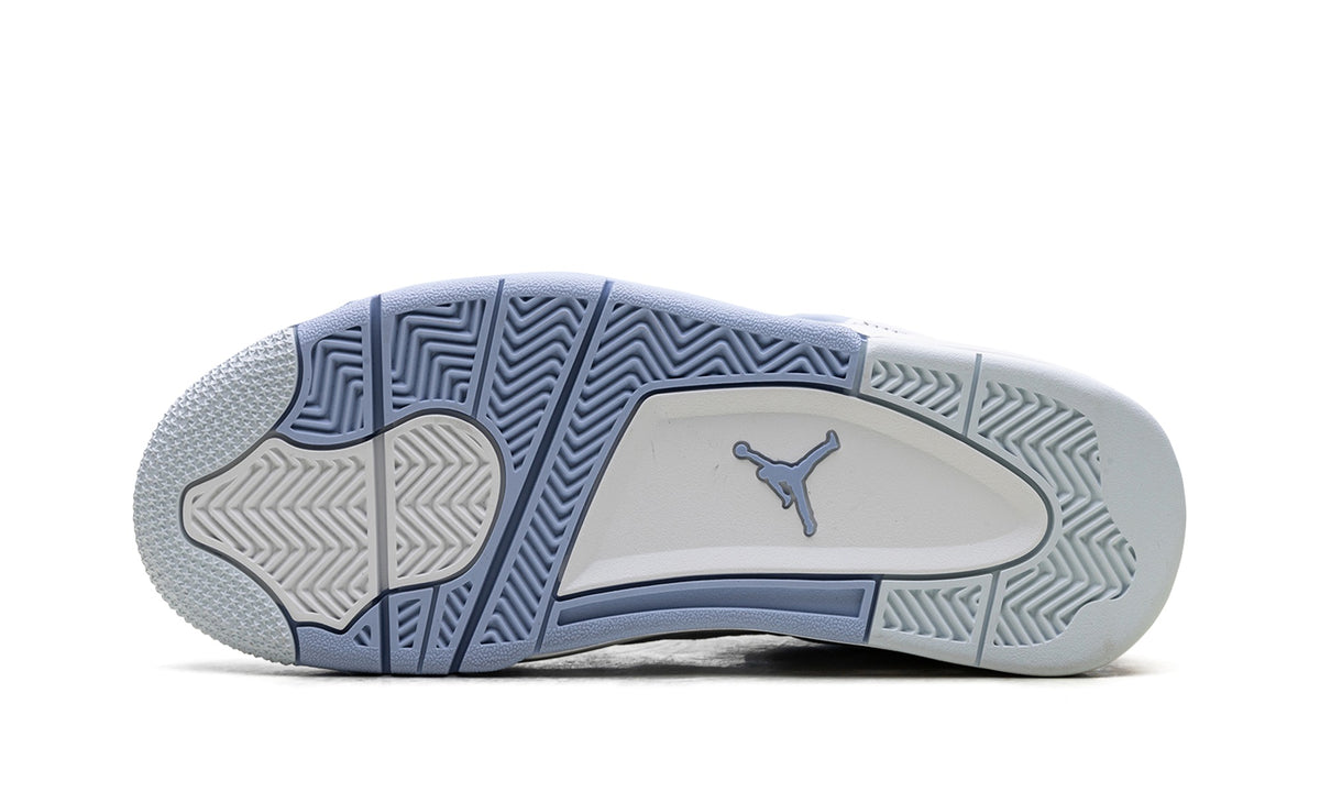 Air Jordan 4 Sneakers - White/Light Blue with Mesh Panels and Visible Air