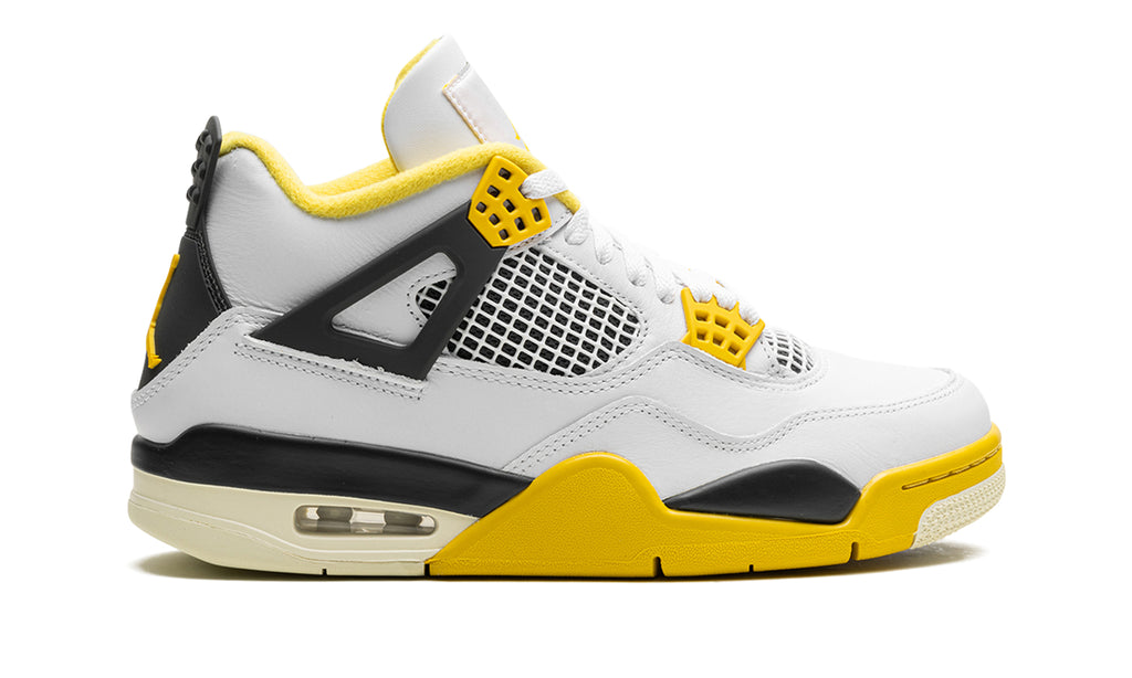 Air Jordan 4 Retro Sneakers - White and Yellow with Black Accents