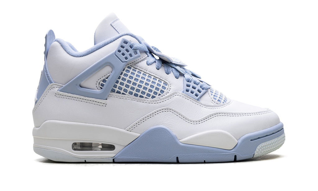 Air Jordan 4 Sneakers - White/Light Blue with Mesh Panels and Visible Air