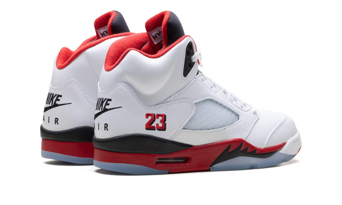Air Jordan 5 Sneakers – White, Red & Black
