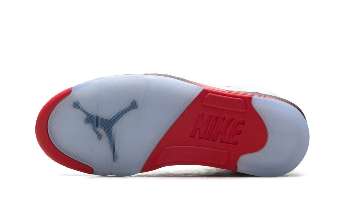 Air Jordan 5 Sneakers – White, Red & Black