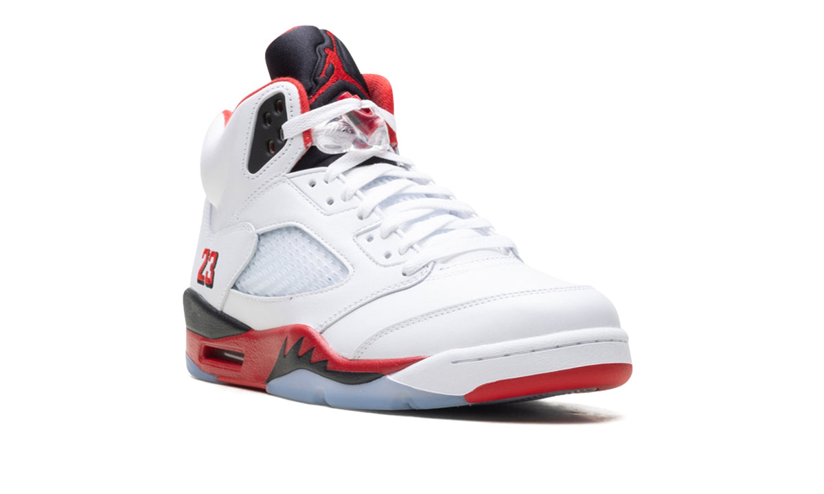 Air Jordan 5 Sneakers – White, Red & Black