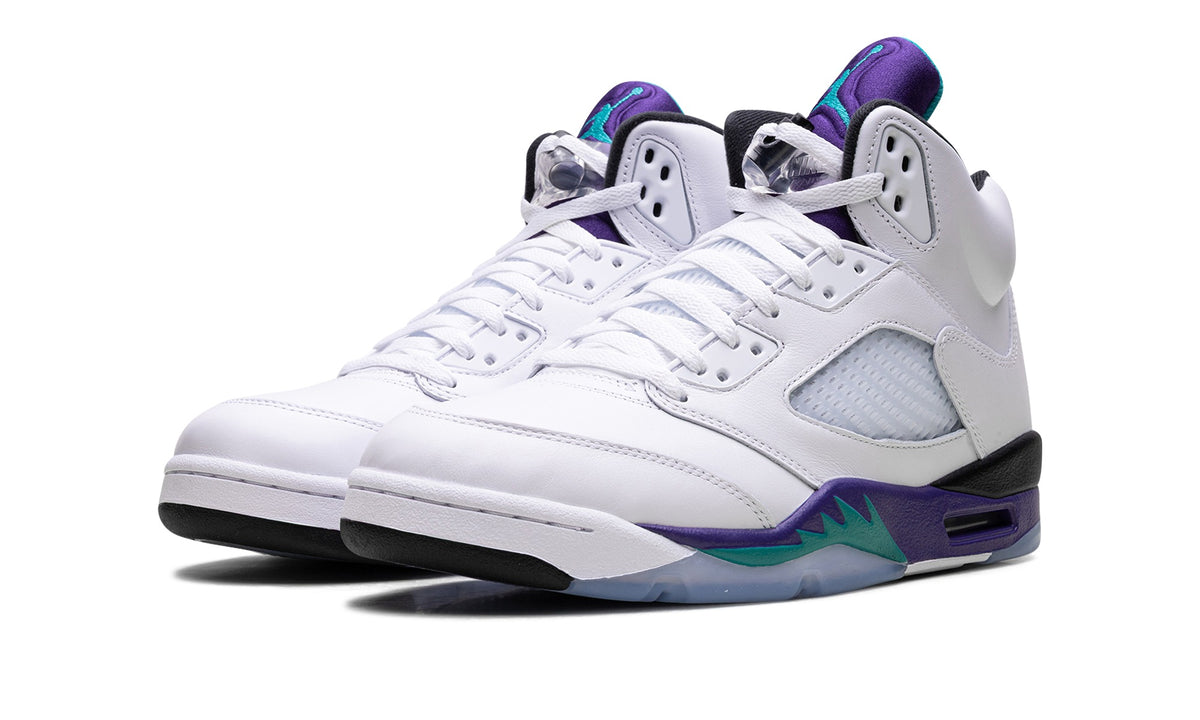 Air Jordan 5 Sneakers – White, Purple & Teal