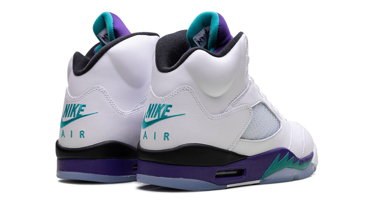 Air Jordan 5 Sneakers – White, Purple & Teal