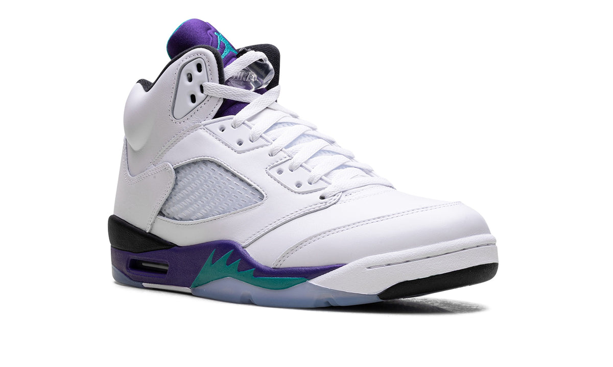 Air Jordan 5 Sneakers – White, Purple & Teal