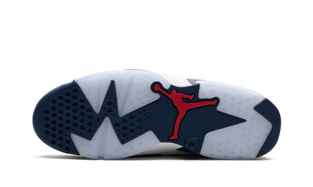 Jordan White & Navy High-Top Sneakers with Red Accents
