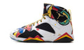 Air Jordan 7 Retro Sneakers - Black & White with Multicolor Graphic Details