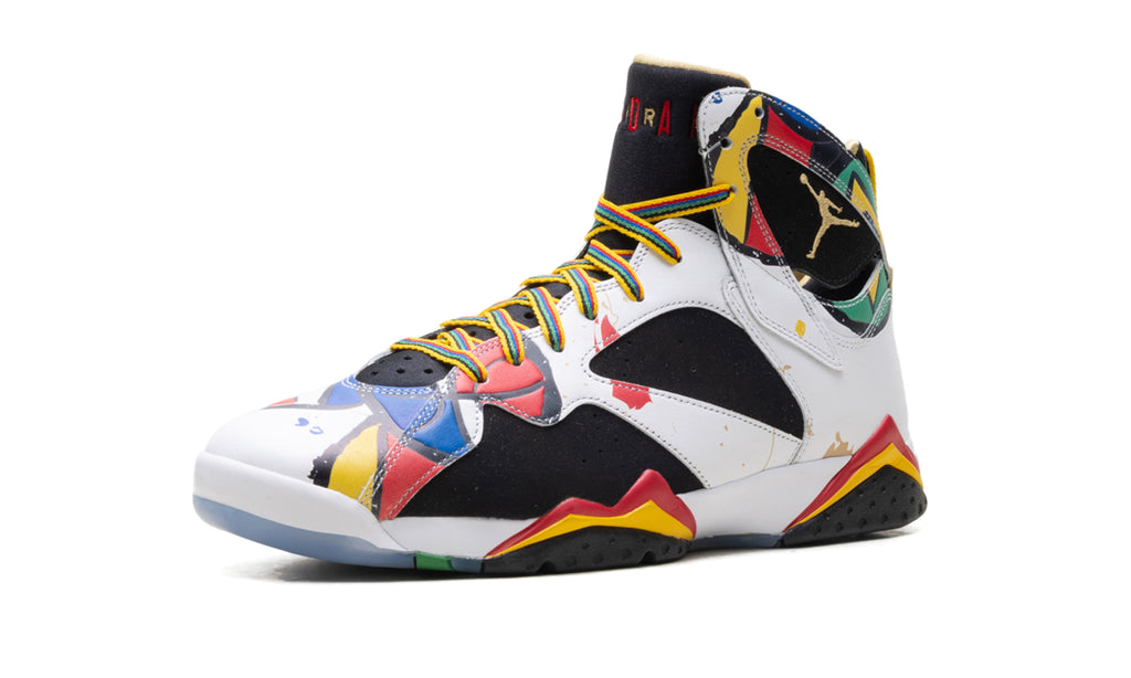 Air Jordan 7 Retro Sneakers - Black & White with Multicolor Graphic Details