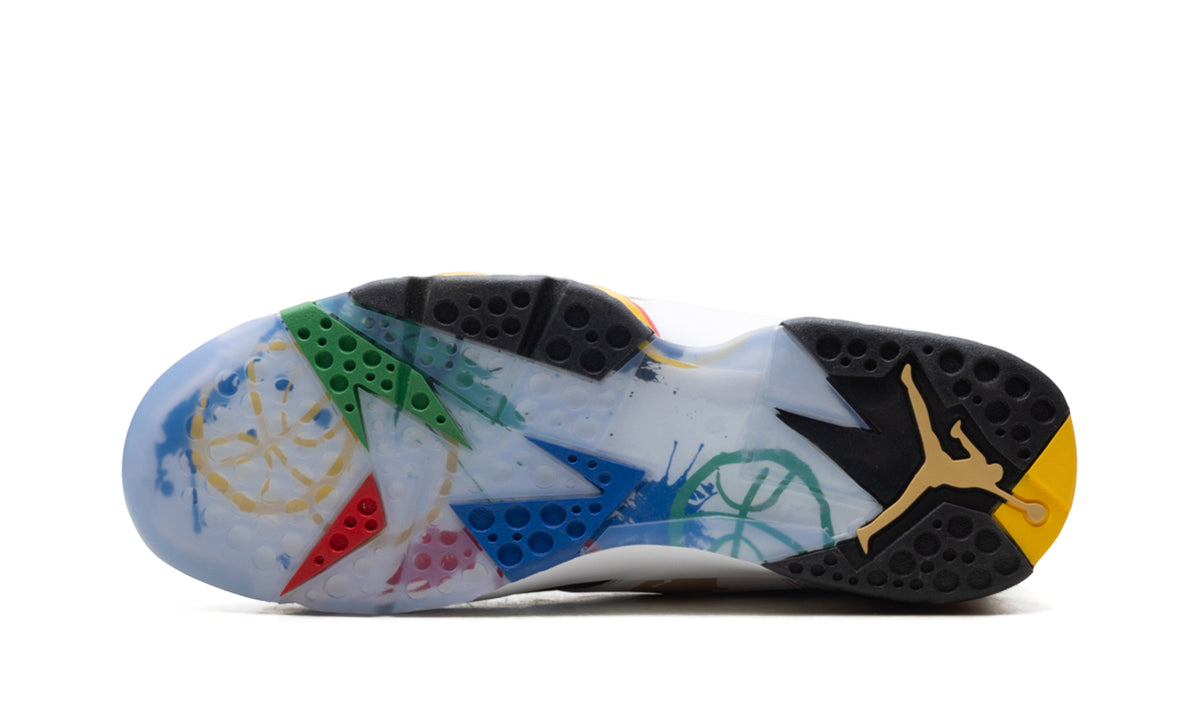 Air Jordan 7 Retro Sneakers - Black & White with Multicolor Graphic Details