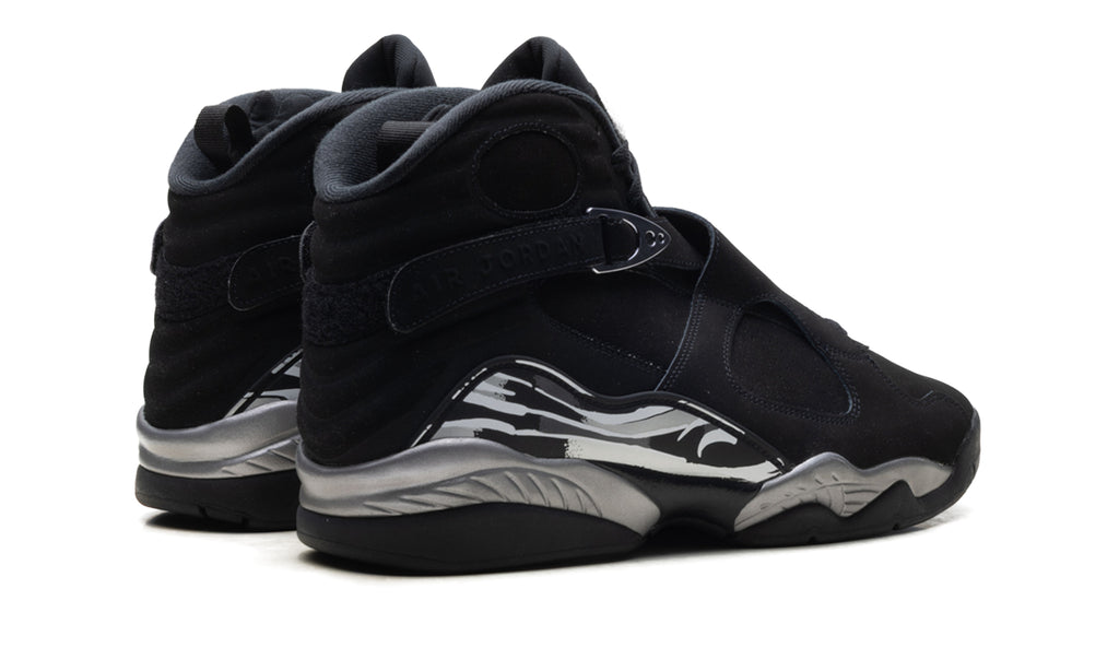 Air Jordan 8 Retro Sneakers - Black & Gray with Cross-Straps and 23 Detail