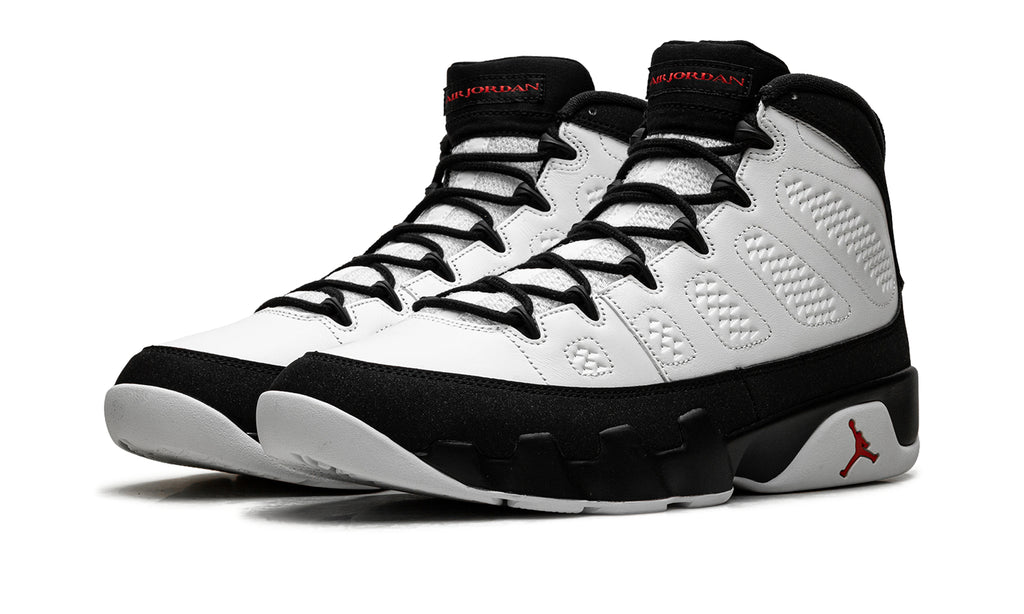 Air Jordan 9 Retro High-Top Sneakers - White and Black with Red Details