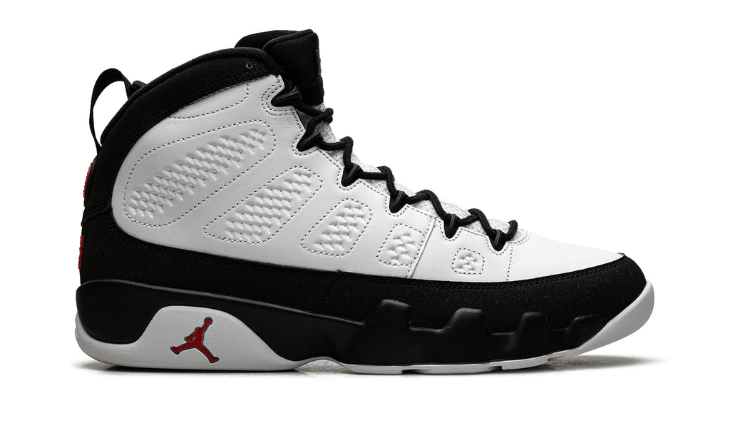 Air Jordan 9 Retro High-Top Sneakers - White and Black with Red Details
