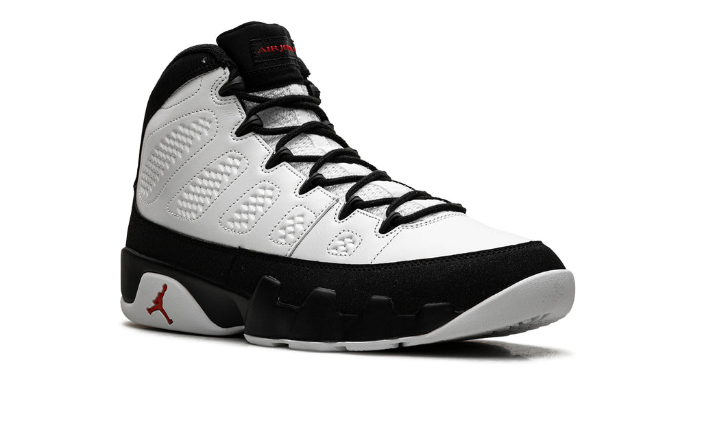 Air Jordan 9 Retro High-Top Sneakers - White and Black with Red Details