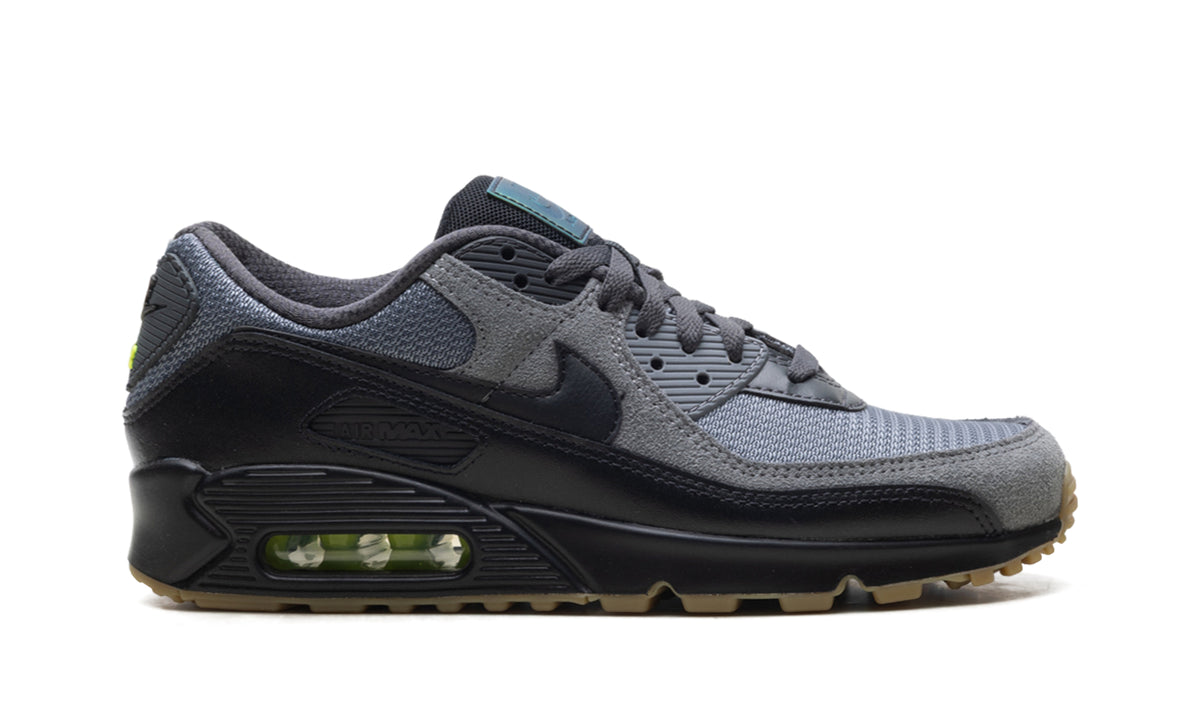 Nike Air Max 90 Sneakers - Grey and Black with Gum Outsole and Teal Details