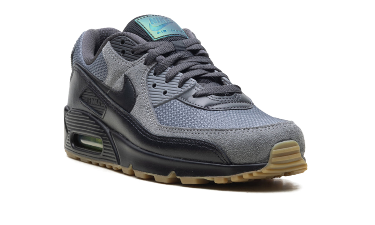 Nike Air Max 90 Sneakers - Grey and Black with Gum Outsole and Teal Details