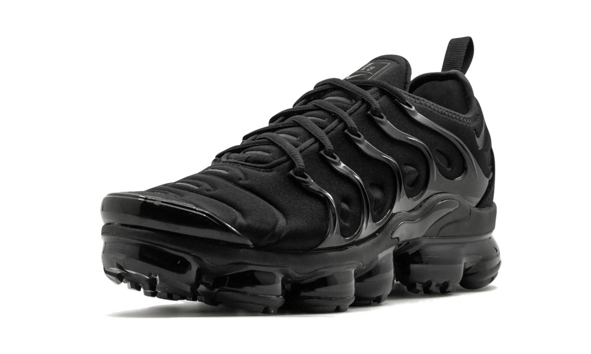 Nike Air VaporMax Plus Sneakers - All Black with Glossy Cage and Visible Air Sole