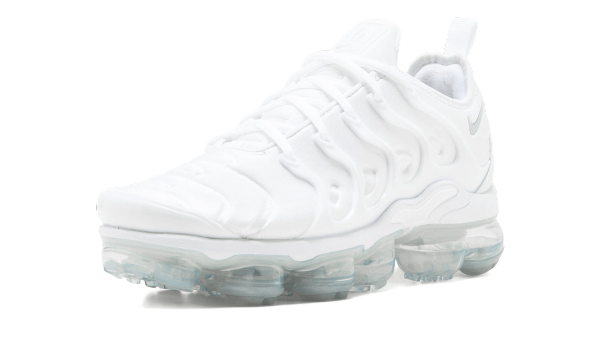 Nike Air VaporMax Plus Sneakers - White with Silver Accents and Translucent Sole