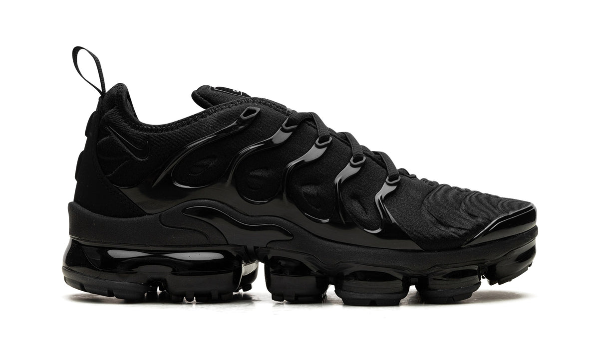 Nike Air VaporMax Plus Sneakers - All Black with Glossy Cage and Visible Air Sole