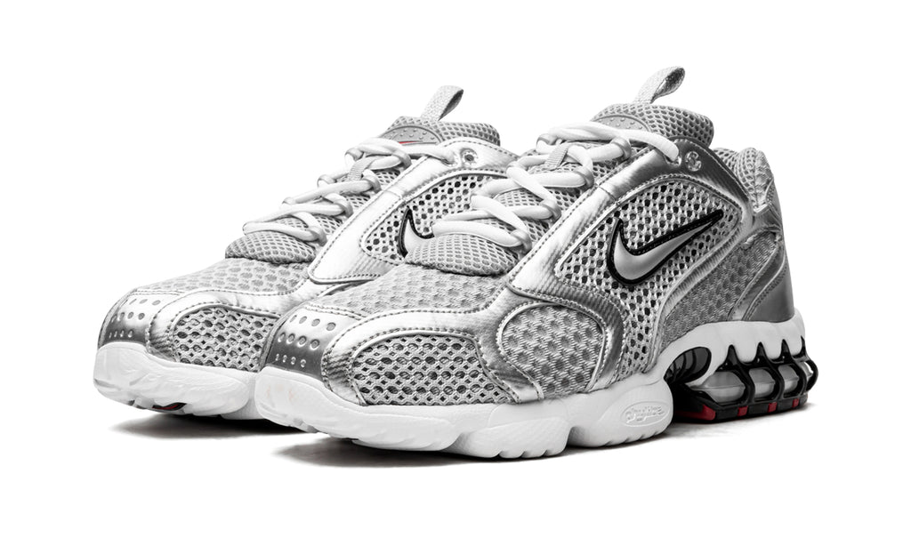 Nike Air Zoom Spiridon Cage 2 Sneakers - Metallic Silver, White & Red