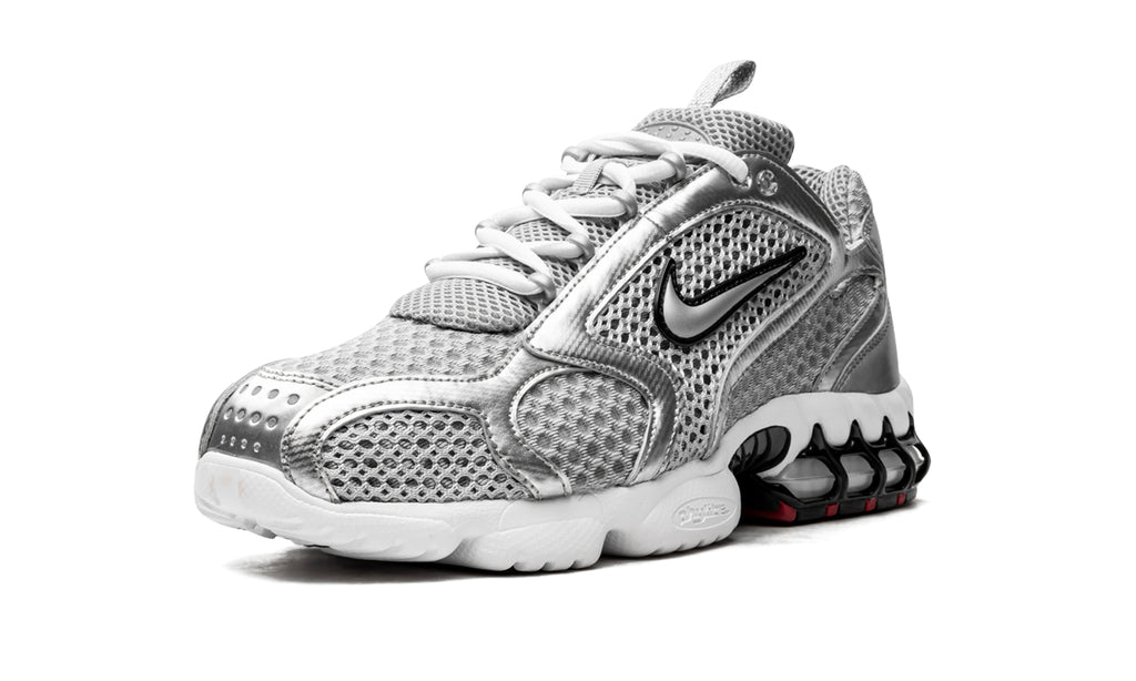 Nike Air Zoom Spiridon Cage 2 Sneakers - Metallic Silver, White & Red