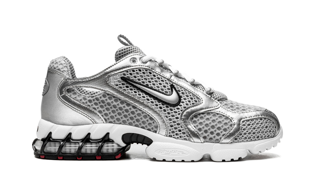 Nike Air Zoom Spiridon Cage 2 Sneakers - Metallic Silver, White & Red