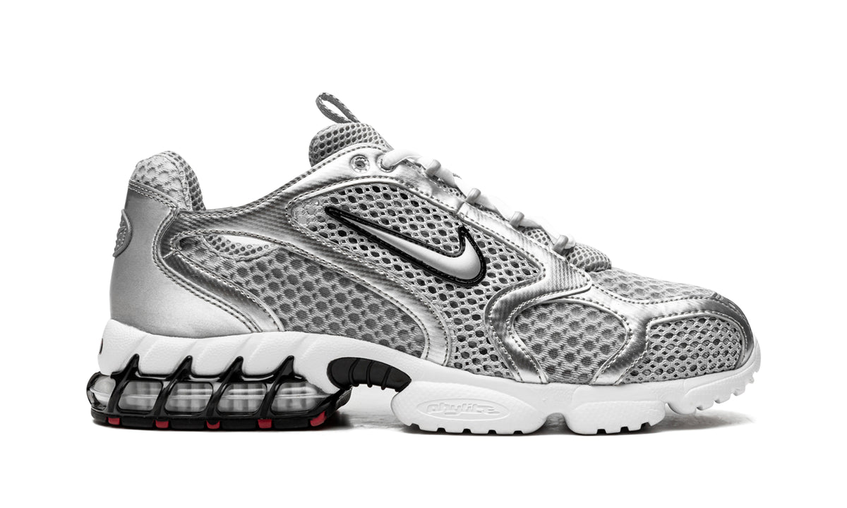 Nike Air Zoom Spiridon Cage 2 Sneakers - Metallic Silver, White & Red