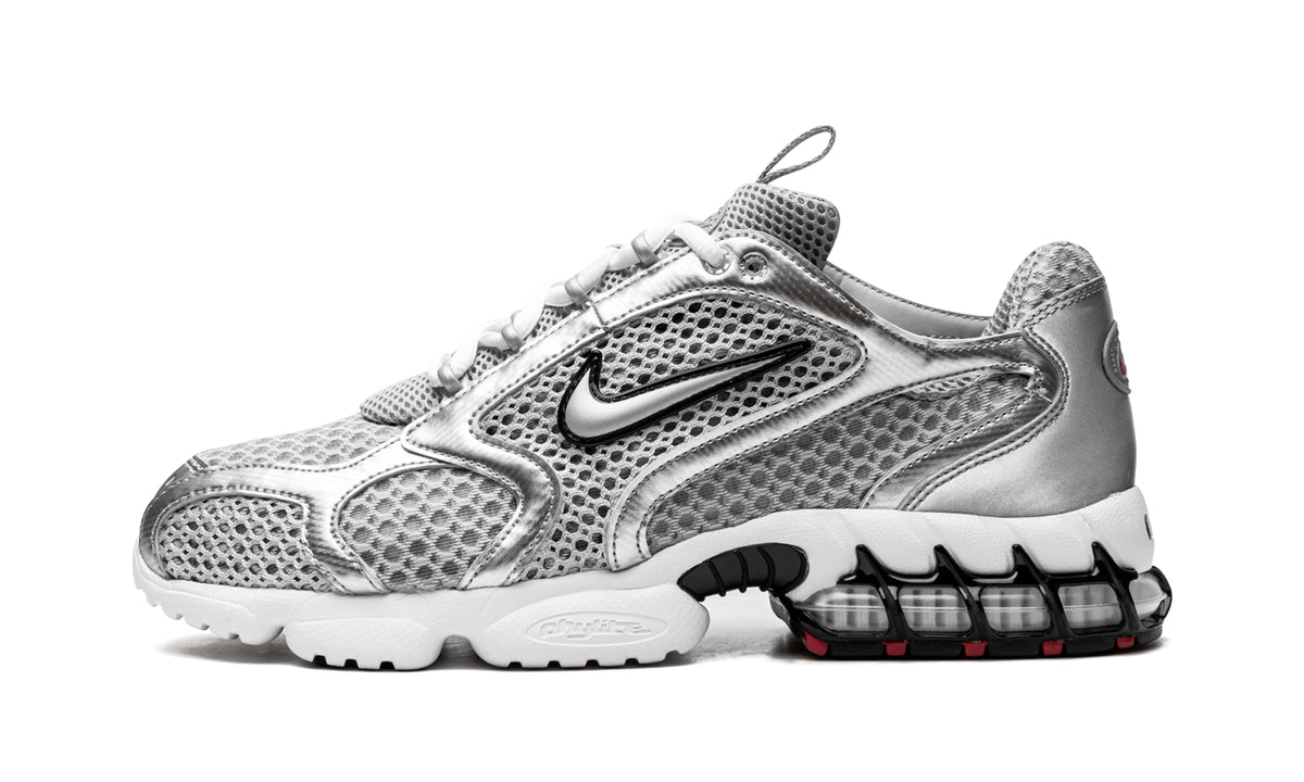 Nike Air Zoom Spiridon Cage 2 Sneakers - Metallic Silver, White & Red
