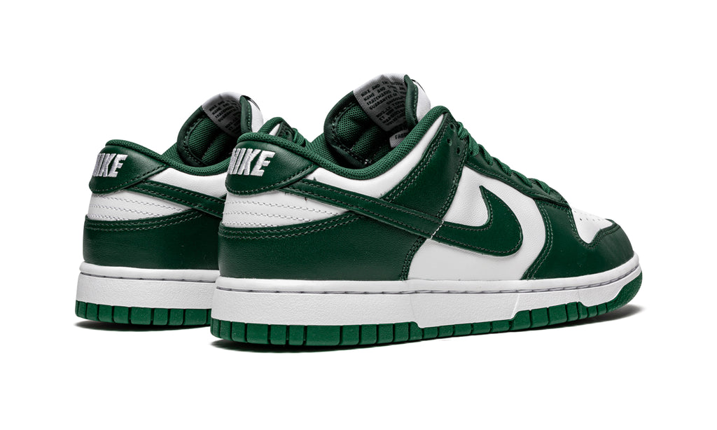 Nike Dunk Low Sneakers – White & Dark Green with Matching Green Swooshes, Laces & Outsole