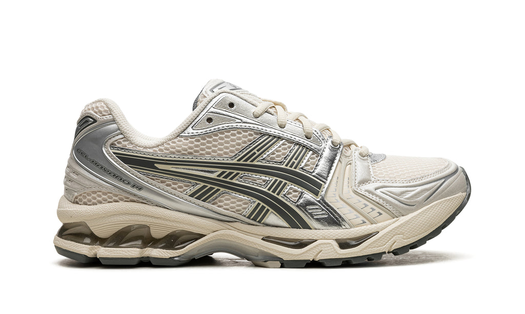 ASICS GEL-KAYANO 14 Sneakers – Cream, Metallic Silver & Dark Grey