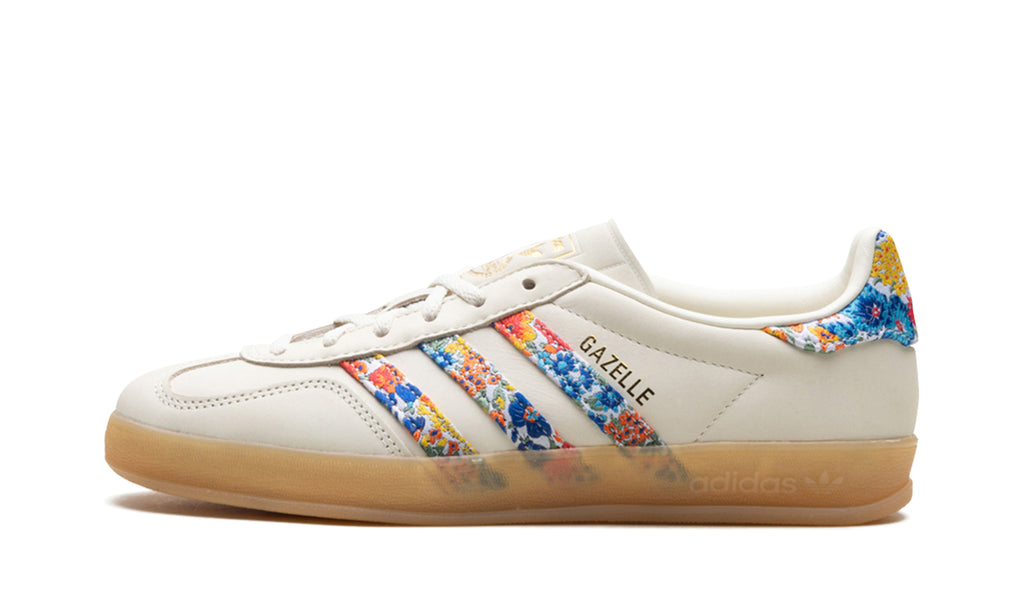 adidas Gazelle Indoor Sneakers - Cream with Multicolor Floral Stripes and Gum Sole