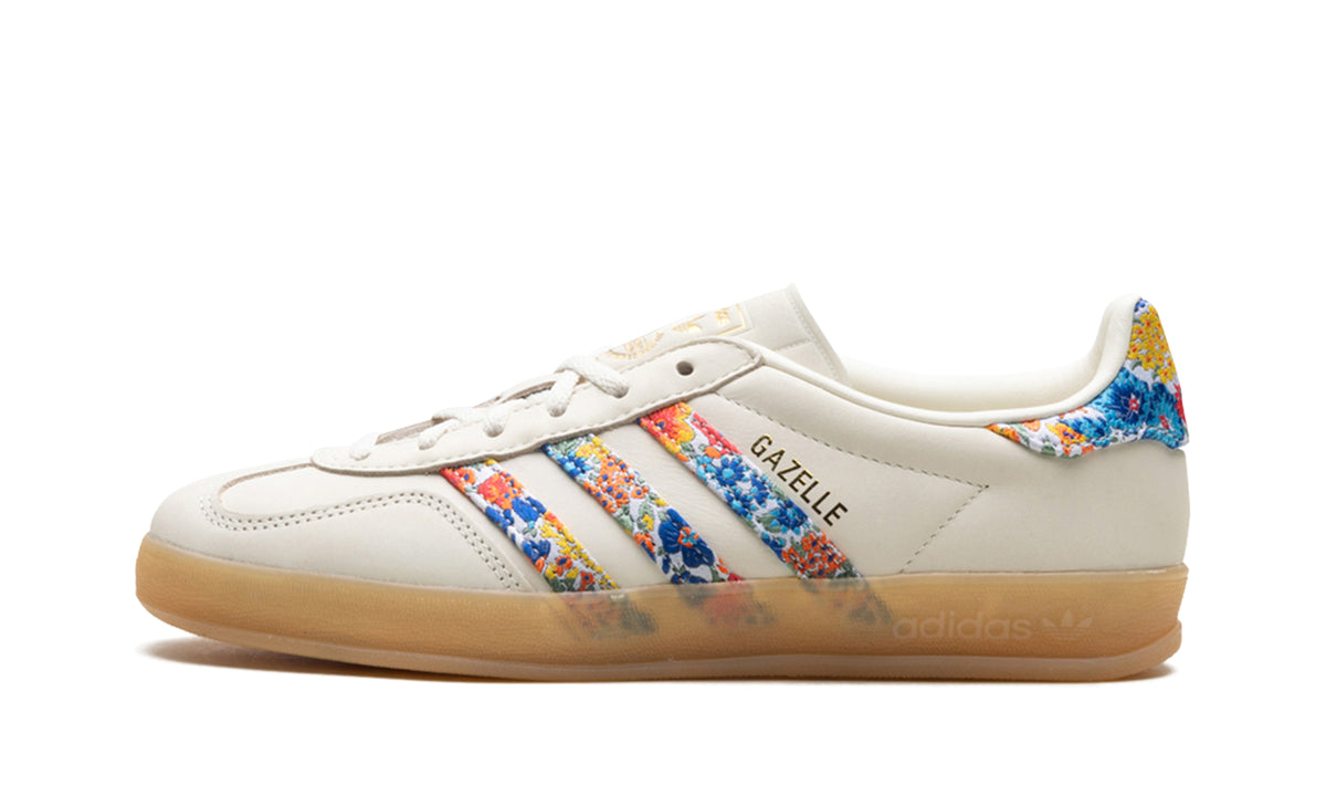 adidas Gazelle Indoor Sneakers - Cream with Multicolor Floral Stripes and Gum Sole