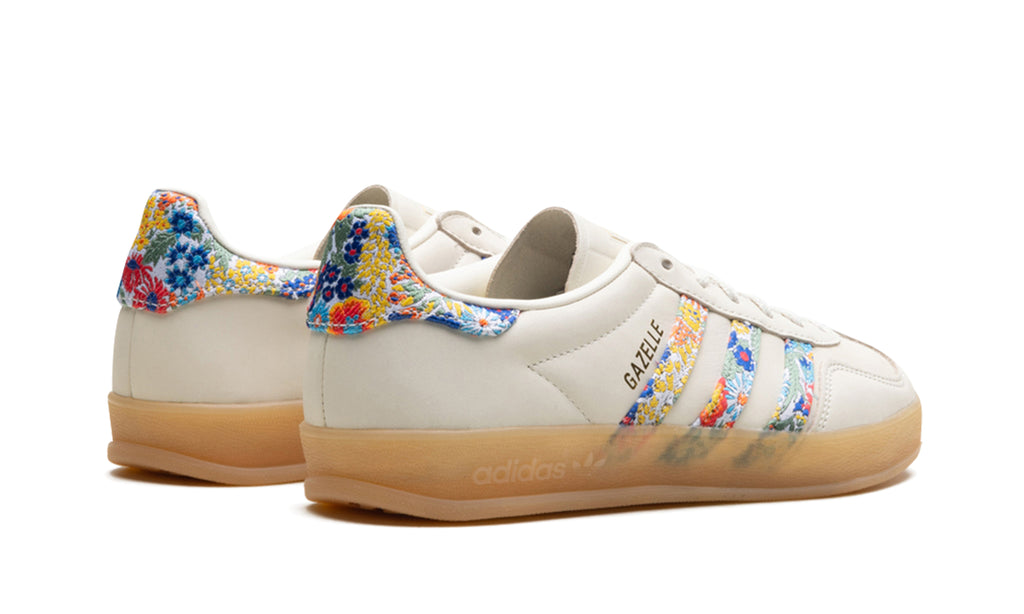 adidas Gazelle Indoor Sneakers - Cream with Multicolor Floral Stripes and Gum Sole