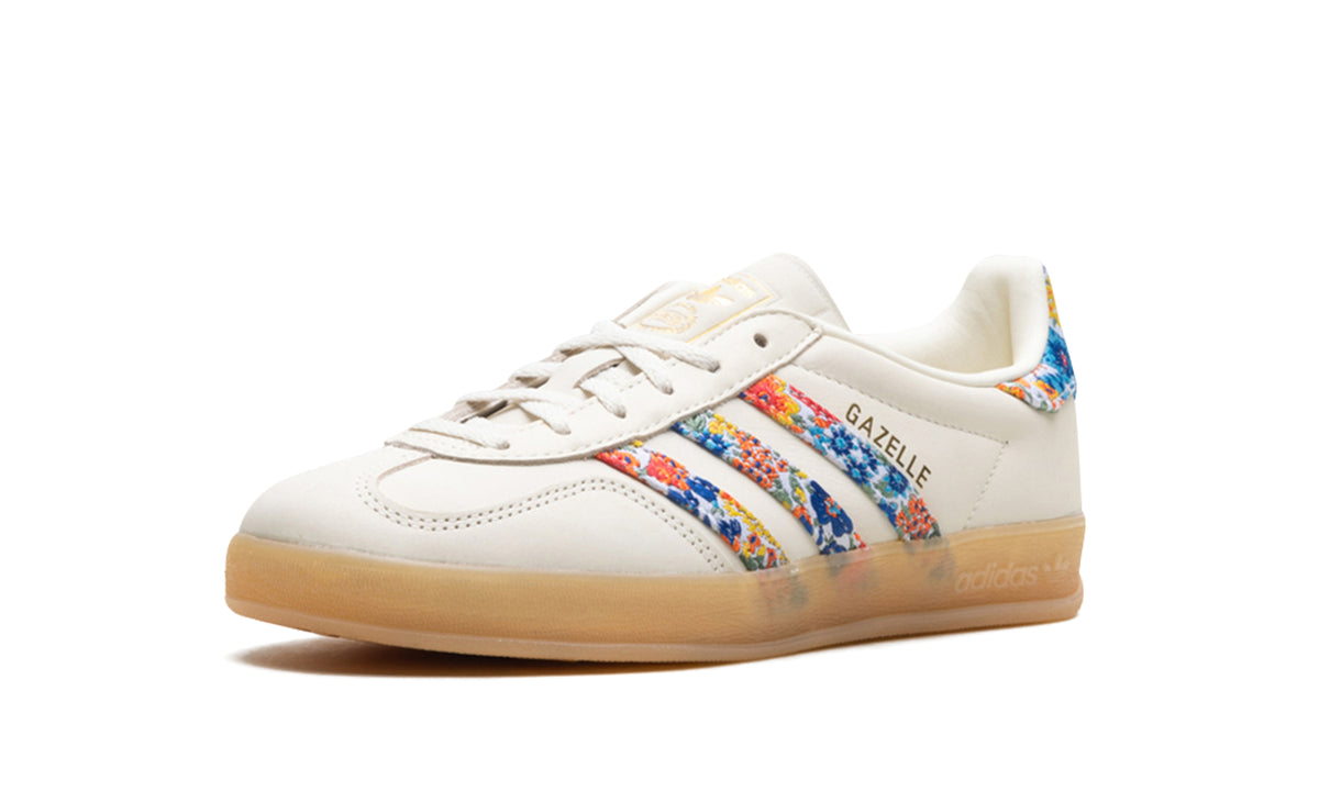 adidas Gazelle Indoor Sneakers - Cream with Multicolor Floral Stripes and Gum Sole