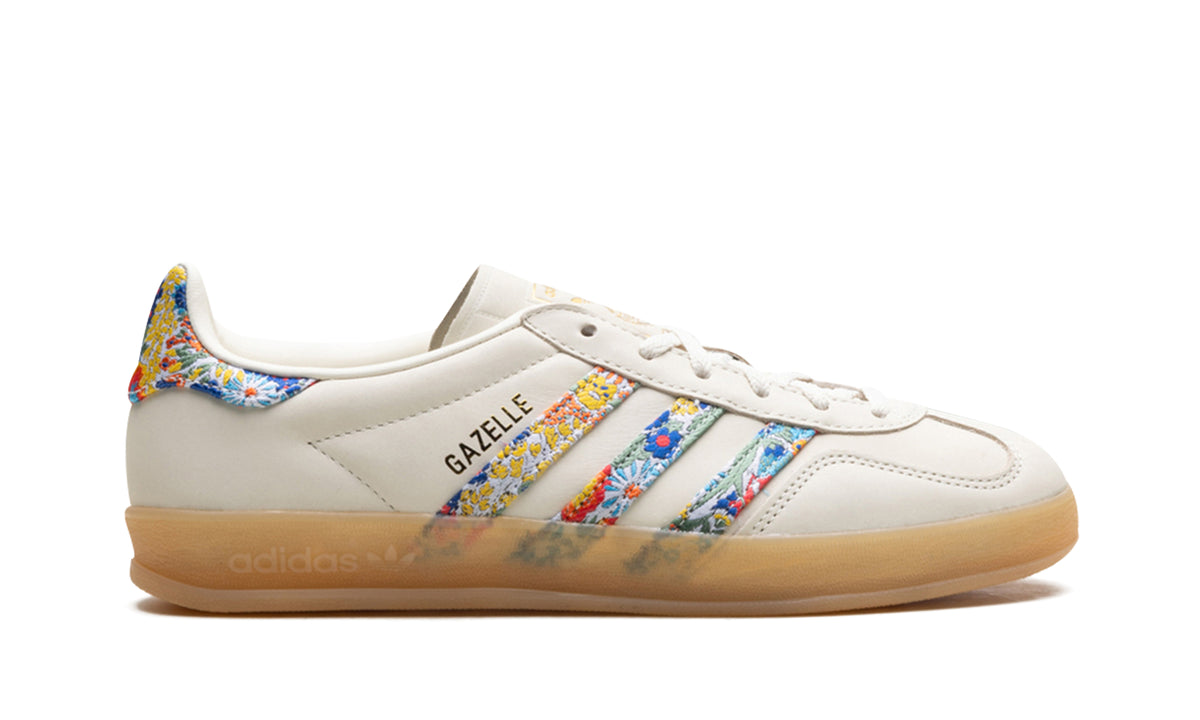 adidas Gazelle Indoor Sneakers - Cream with Multicolor Floral Stripes and Gum Sole