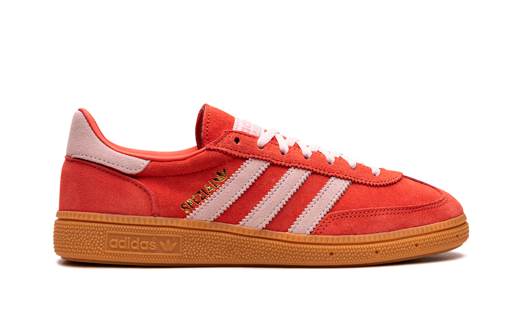 adidas Handball Spezial Sneakers - Coral Red with Pale Pink Stripes and Gum Sole