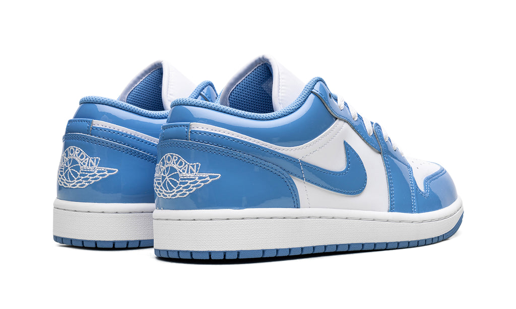 Air Jordan 1 Low Sneakers - White and Sky Blue with Glossy Overlays