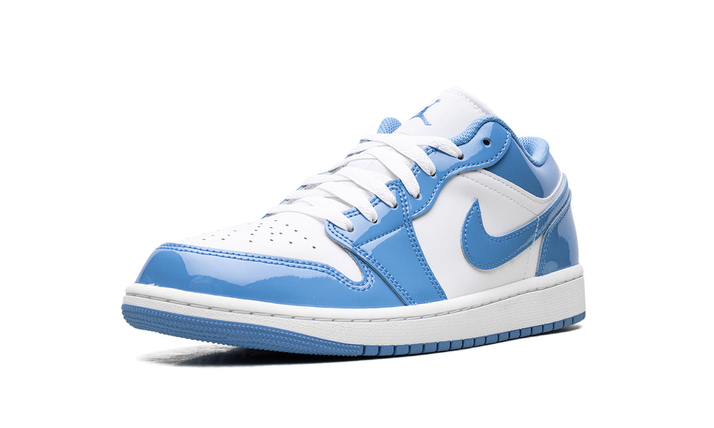 Air Jordan 1 Low Sneakers - White and Sky Blue with Glossy Overlays