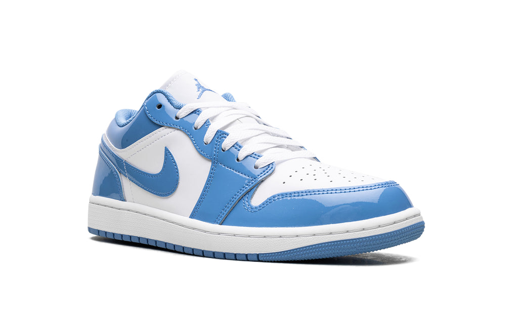 Air Jordan 1 Low Sneakers - White and Sky Blue with Glossy Overlays