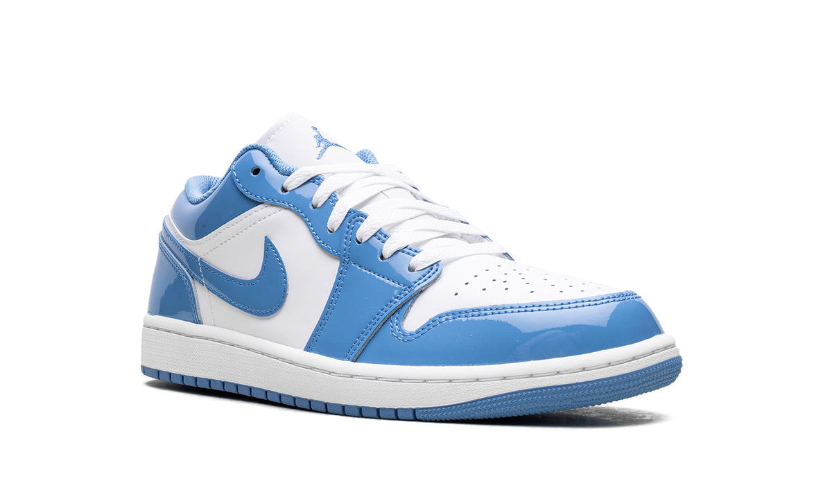 Air Jordan 1 Low Sneakers - White and Sky Blue with Glossy Overlays