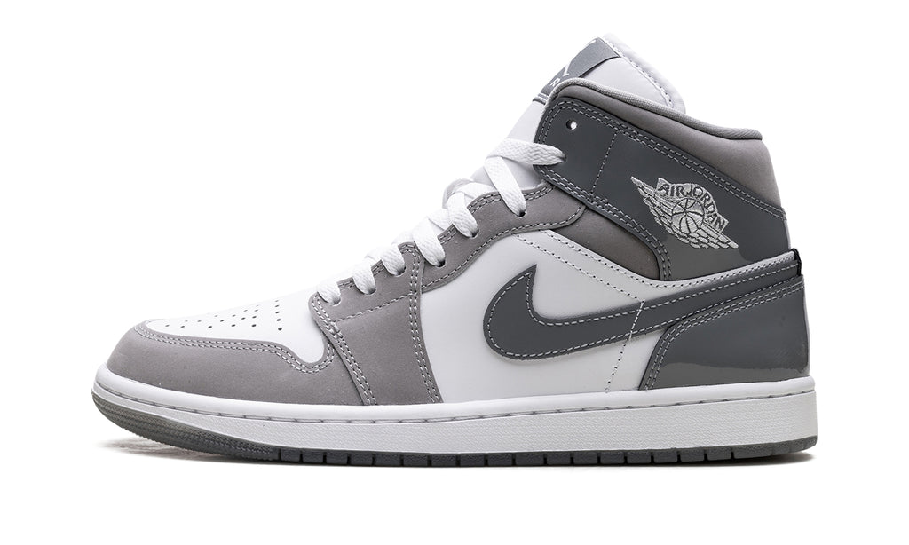 Air Jordan 1 Mid Sneakers - White, Light Gray & Charcoal