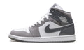 Air Jordan 1 Mid Sneakers - White, Light Gray & Charcoal