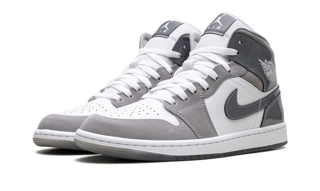 Air Jordan 1 Mid Sneakers - White, Light Gray & Charcoal