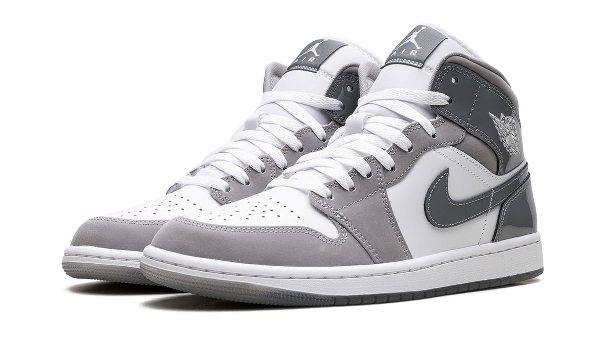 Air Jordan 1 Mid Sneakers - White, Light Gray & Charcoal